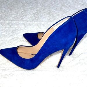 Bright blue suede pumps. Can be dressed up or down. Perfect pop of color.